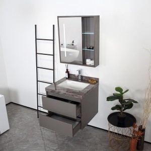 Modern Bathroom with slab ceramic basin and gray color
