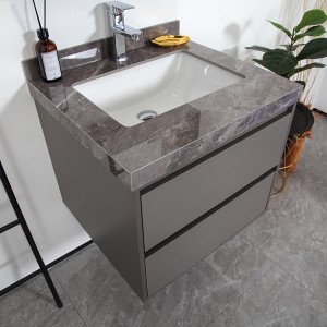 Modern Bathroom with slab ceramic basin and gray color