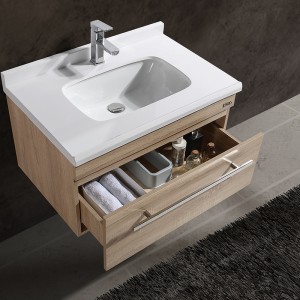 Gabinete de baño con puertas de color de grano de madera, impermeable