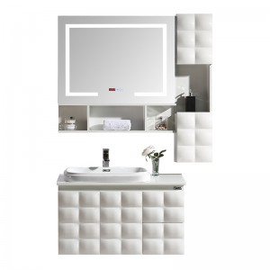 Large Storage Modern PVC Bathroom Cabinet With Shelf And Mirror