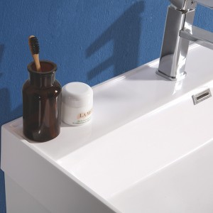 Meuble de salle de bain moderne en PVC avec grande vasque et porte en bois