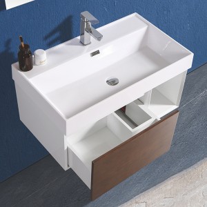 Mueble de baño de PVC moderno con lavabo grande y puerta de madera
