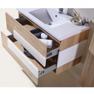 Armário de banheiro moderno com alça de pvc e corpo de madeira compensada, à prova d'água