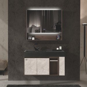 વુડ ગ્રેઇન કલર, વોટરપ્રૂફ સાથે આધુનિક બાથરૂમ કેબિનેટ