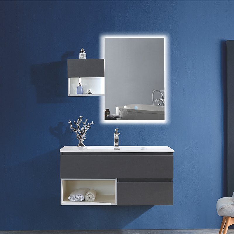 Modern Melamine Bathroom Cabinet With Wood Grain Colors