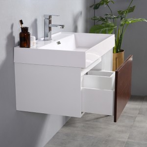 Mueble de baño de PVC moderno con puertas de color de grano de madera