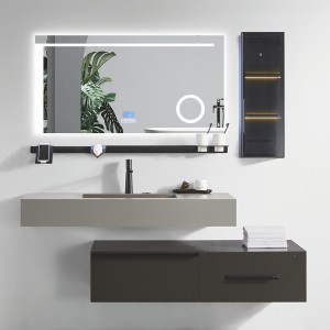 Modern PVC Bathroom Cabinet With Integrated Countertop And Basin