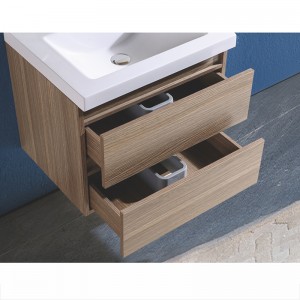 Modern Plywood Bathroom Cabinet With Wood Grain Color Doors And Drawers ,Waterproof