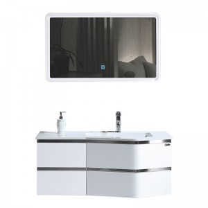 Modern PVC Bathroom Cabinet With Acrylic Basin And LED Mirror