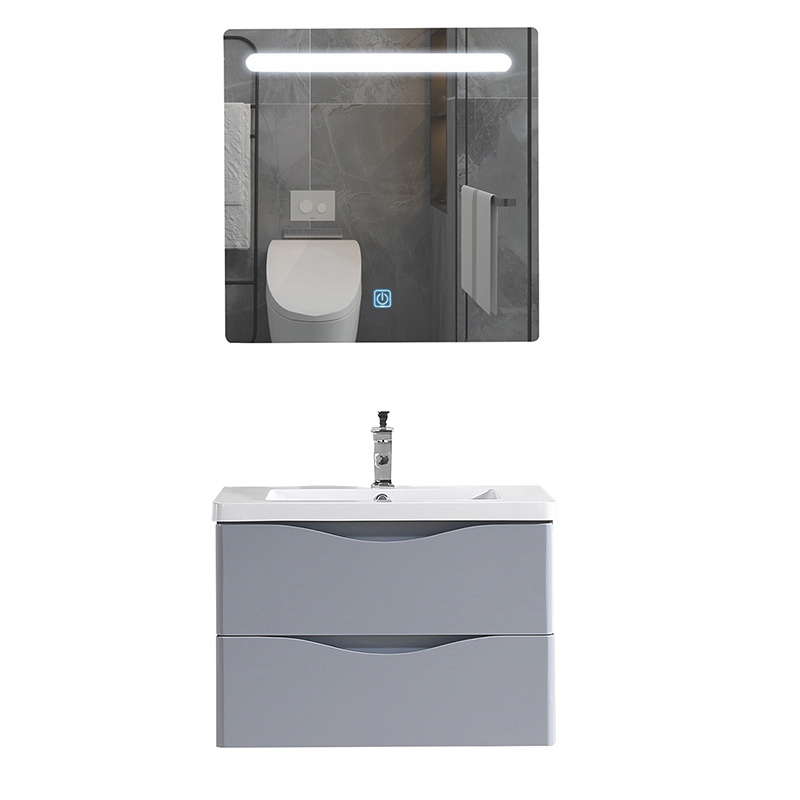 Modern PVC Bathroom Cabinet With Acrylic Basin And Led Mirror