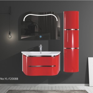 Modern PVC Bathroom Cabinet With Acrylic Basin And LED Mirror