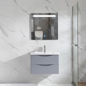 کابینت حمام پی وی سی مدرن با حوض اکریلیک و آینه LED