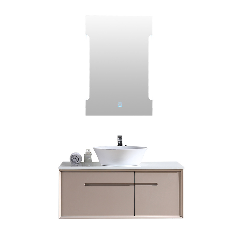 カウンター トップの陶磁器の洗面器が付いている現代ポリ塩化ビニールの浴室用キャビネット