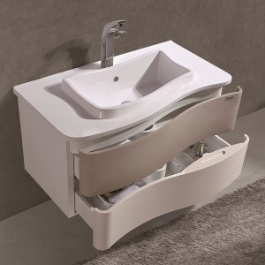 Modernong PVC Bathroom Cabinet na may Acrylic Basin at LED Mirror