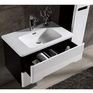 Modern Pvc Bathroom Cabinet With Wood Grain Color Body, Waterproof