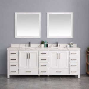 کابینت حمام از چوب جامد مدرن 84 اینچی طرح شیک سفید