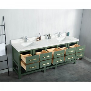 Gabinete de baño de madera maciza de fondo abierto con estante