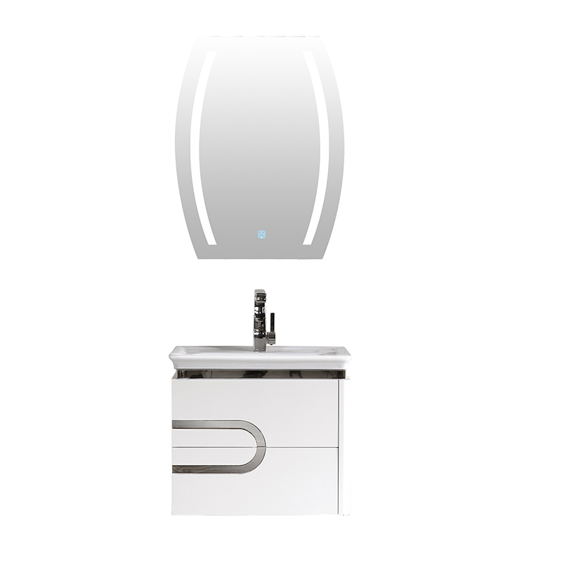 Väike kaasaegne PVC vannitoakapp LED-peegliga