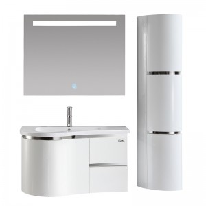 Two Drawers Modern PVC Bathroom Cabinet With Side Cabinet