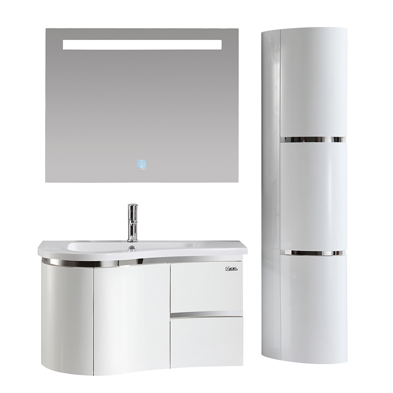 خزانة حمام PVC حديثة مع حوض أكريليك ومرآة LED