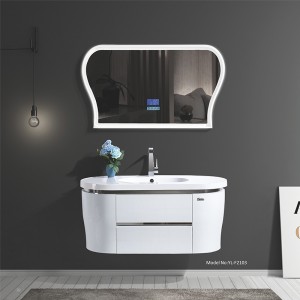 Модерен PVC шкаф за баня в бял цвят с извита форма