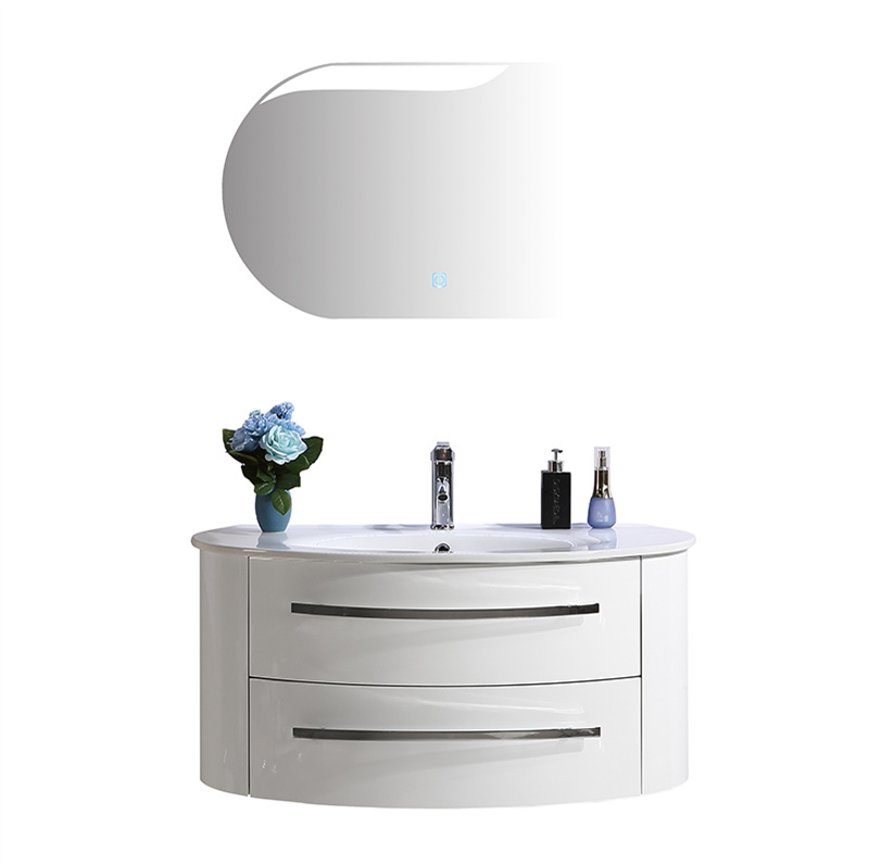 White Curved Modern Pvc Bathroom Cabinet Acrylic B1