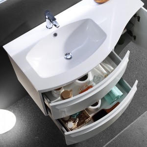 White Modern Pvc Bathroom Cabinet With Acrylic Basin