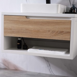 Wooden PVC Bathroom Cabinet With Warm LED Mirror
