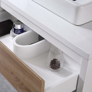 Wooden PVC Bathroom Cabinet With Warm LED Mirror