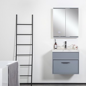 Wood Bathroom cabinet with geomantic rotating mirror cabinet