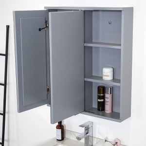 Wood Bathroom cabinet na may geomantic rotating mirror cabinet