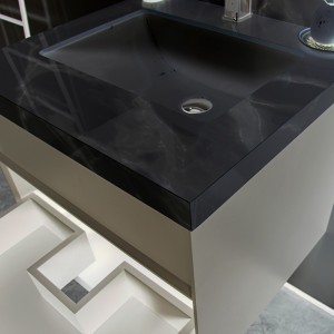 Wood Bathroom cabinet nga adunay geomantic rotating mirror cabinet