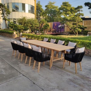 Outdoor Patio Dining Set, Garden Dining Set with Teak Wood Table Top, Comfortable Chairs