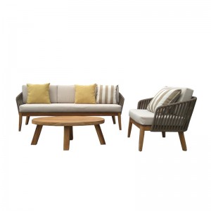 Outdoor Furniture Set, Wood Patio Conversation Set, Garden Backyard Poolside Patio Seating Set