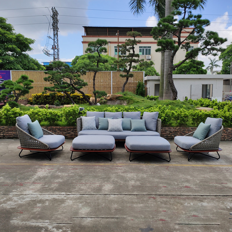 Вуличний ротанговий секційний диван Плетені меблі Відкритий диван для заднього двору, саду