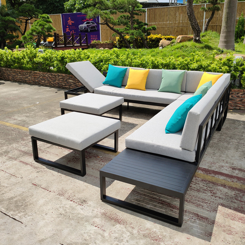 Conjunto de sofá de conversação seccional ao ar livre, conjunto de sofá de sofá moderno para pátio