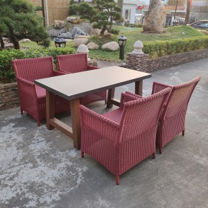 Patio Dining Set with Acacia Wood in Oil Finished, Modern Outdoor Furniture Chairs