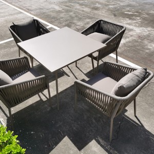 Woven Rope Outdoor Patio Dining Set (Include 4 Dining Chairs and 1 Dining Table)
