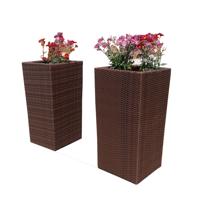 Patio Sense Alto Wicker Planter Set with Liners for Outdoors