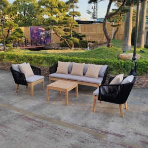 Outdoor Patio Bench Wood Bench, Patio Loveseat Rope Bench