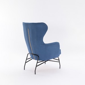 YH-50120  Wingback blue Fabric Armchair with  Metal Legs for Living room