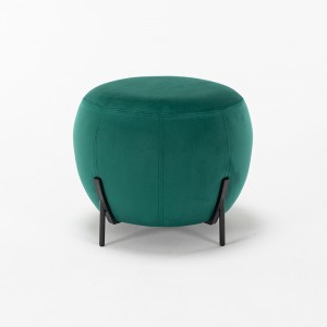 YH-60030 wholesale modern chic green velvet  low metal legs stool ottoman