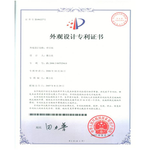 Udseende design patent certificate2