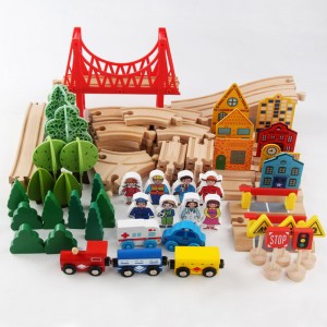 Joc de joguines de tren de fusta de 88 peces més venut Joguina de taula Joguines educatives per a nens
