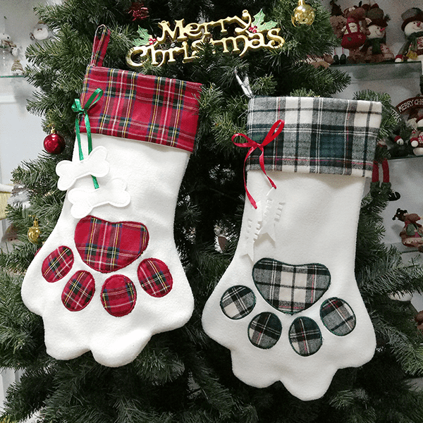 Factory wholesale Mercado de Yiwu - Lattice Christmas Stocking Glitter Tree Decoration Dog Paw Christmas Socks Bulk – Sellers Union