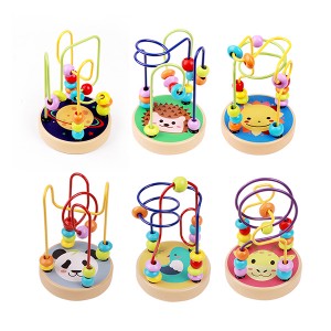 Children Colorful Intelligent Wooden Educational Toy Maze Roller Coaster Beads Toy