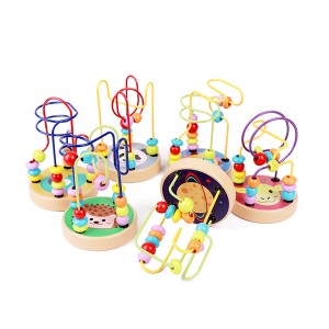Children Colorful Intelligent Wooden Educational Toy Maze Roller Coaster Beads Toy