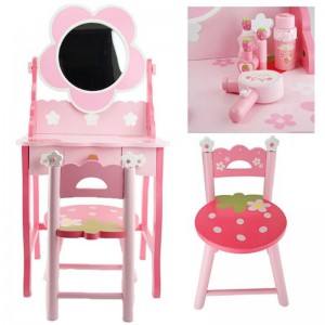 Hot Selling Child Makeup Simulation Game Princess Dresser Wooden Girl Play House Toy Mini Furniture Toy for Promotion