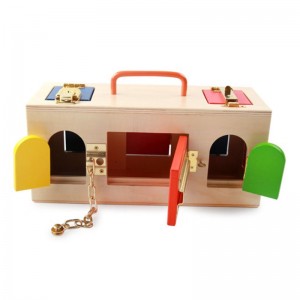 Gaya Busana Pembelajaran Pendidikan Membuka Mainan Montessori Kotak Kunci Kayu Pelatihan Prasekolah Mainan Permainan Mainan untuk Anak-anak