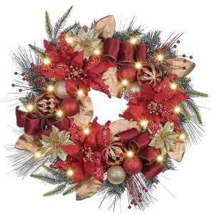 24inch christmas wreath decorations with LED light wholesale